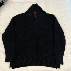 Relwen shawl collar rib knit wool sweater, size XL